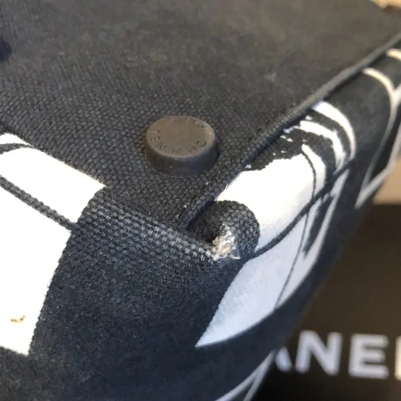 CHANEL Coco Canvas Window Tote Bag Black White Classic - Picture 13 of 15